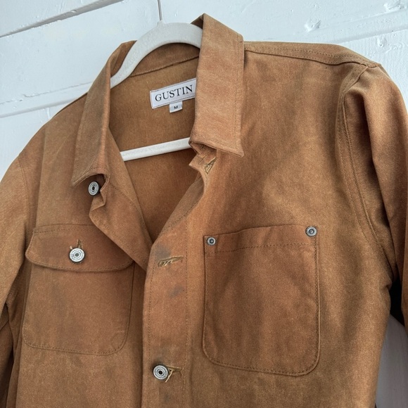 Gustin Men's Brown Waxes Trucker Jacket Size Medium - Picture 3 of 15